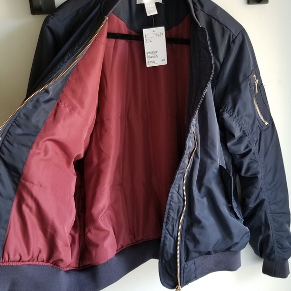 🧥H&M NAVY BLUE BOMBER JACKET - Picture 3 of 8